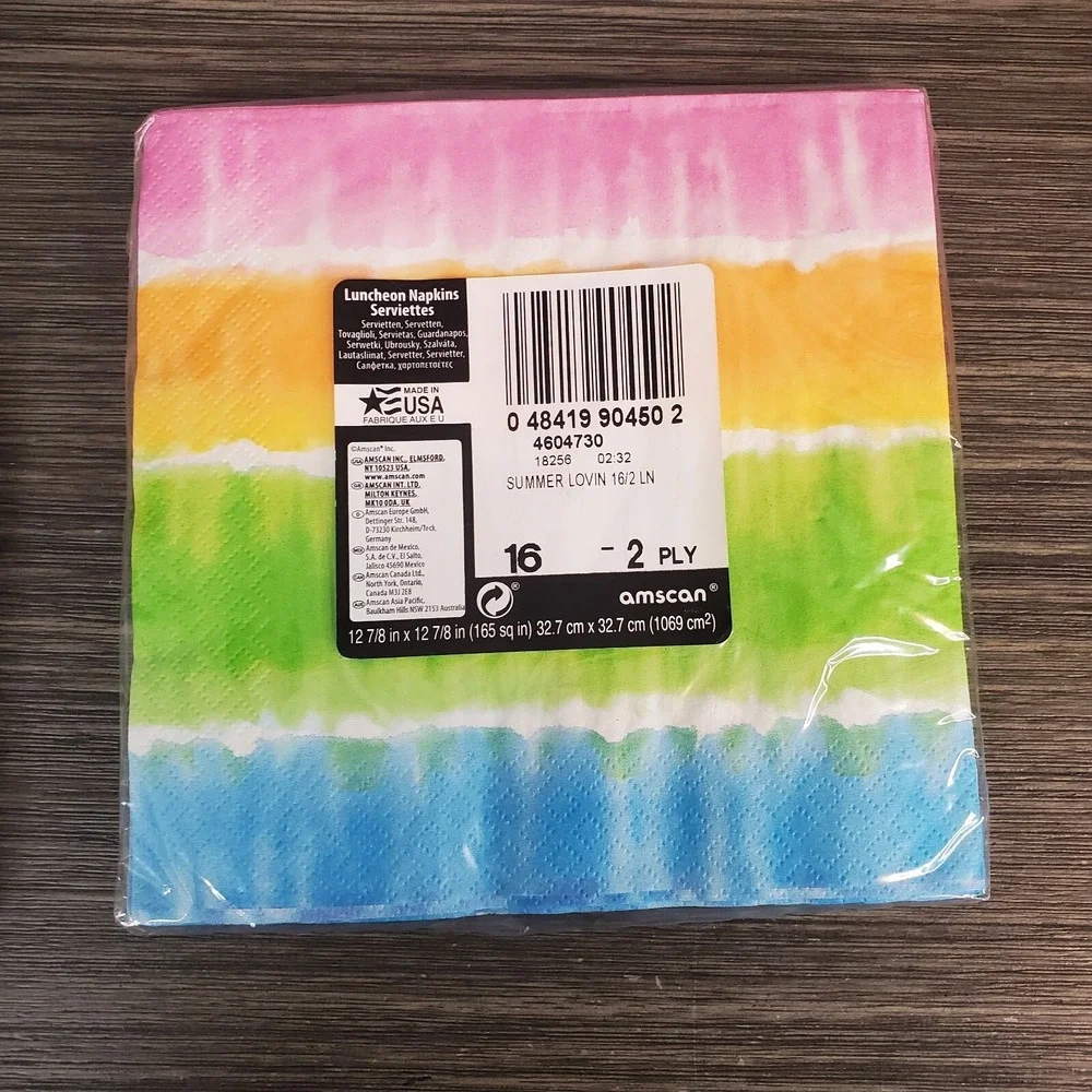 Happy‎ Birthday Paper Napkins Pink Zebra 16ct, Rainbow 16 ct - Lot Of 2